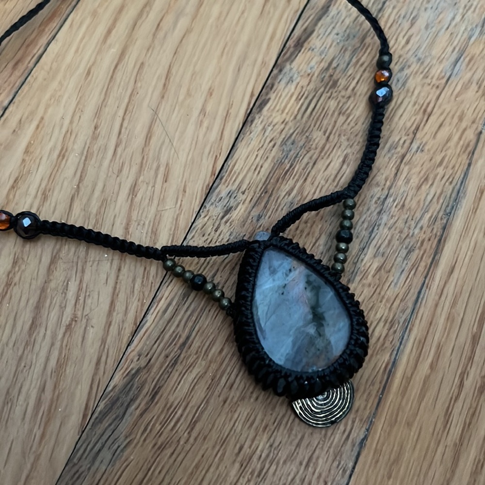 Labradorite necklace with adjustable cord